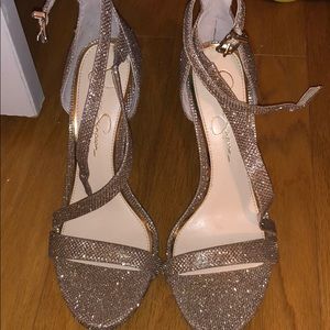 Gold glitter heels!!